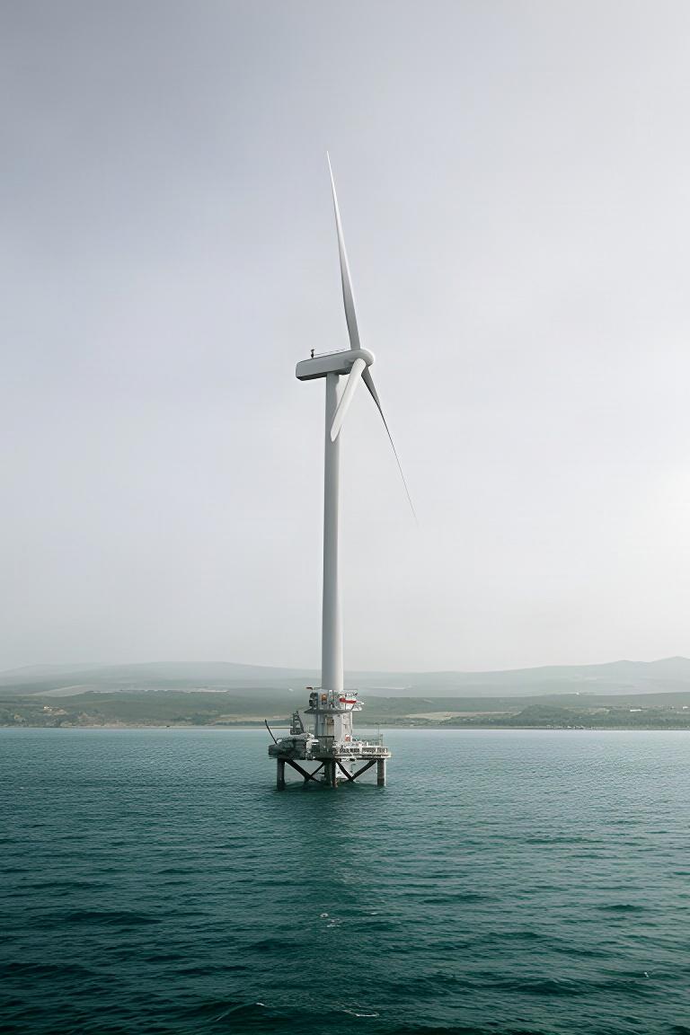 Instalación offshore de demostración frente a la costa atlántica con mar en calma