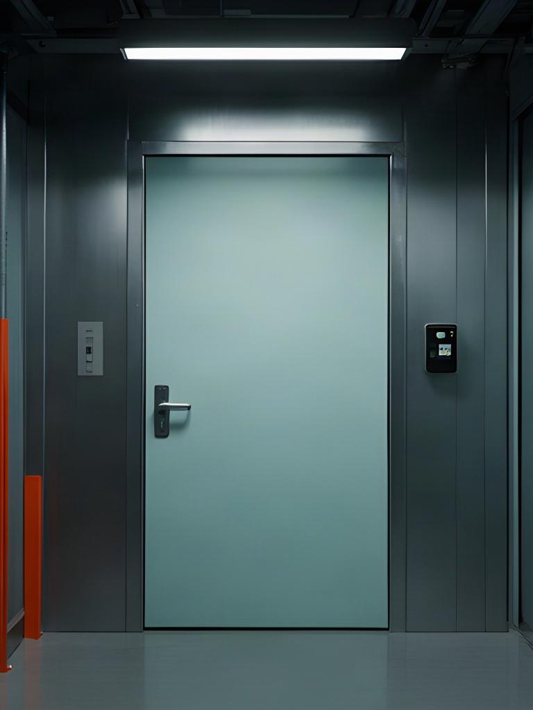 Puerta de acceso restringido a una zona técnica de fabricación industrial