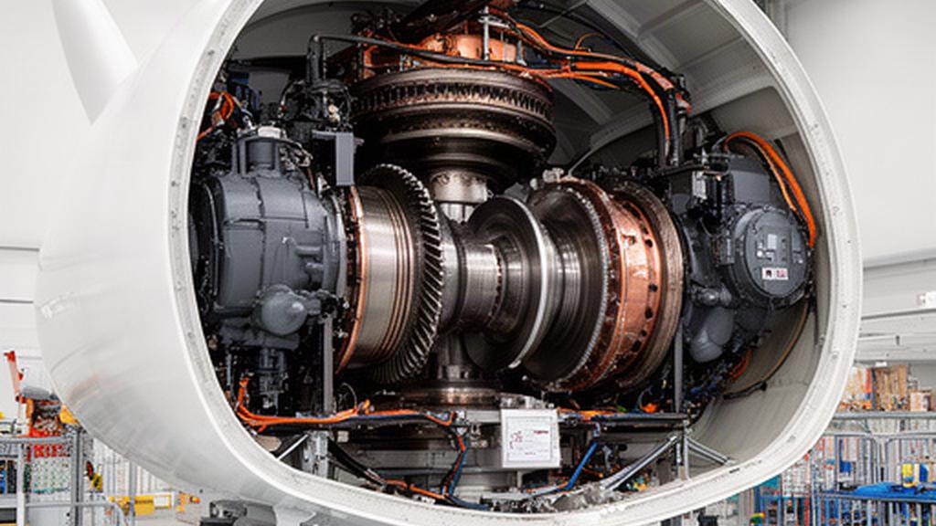 Nacelle de aerogenerador abierta en un taller para inspección de sus componentes mecánicos